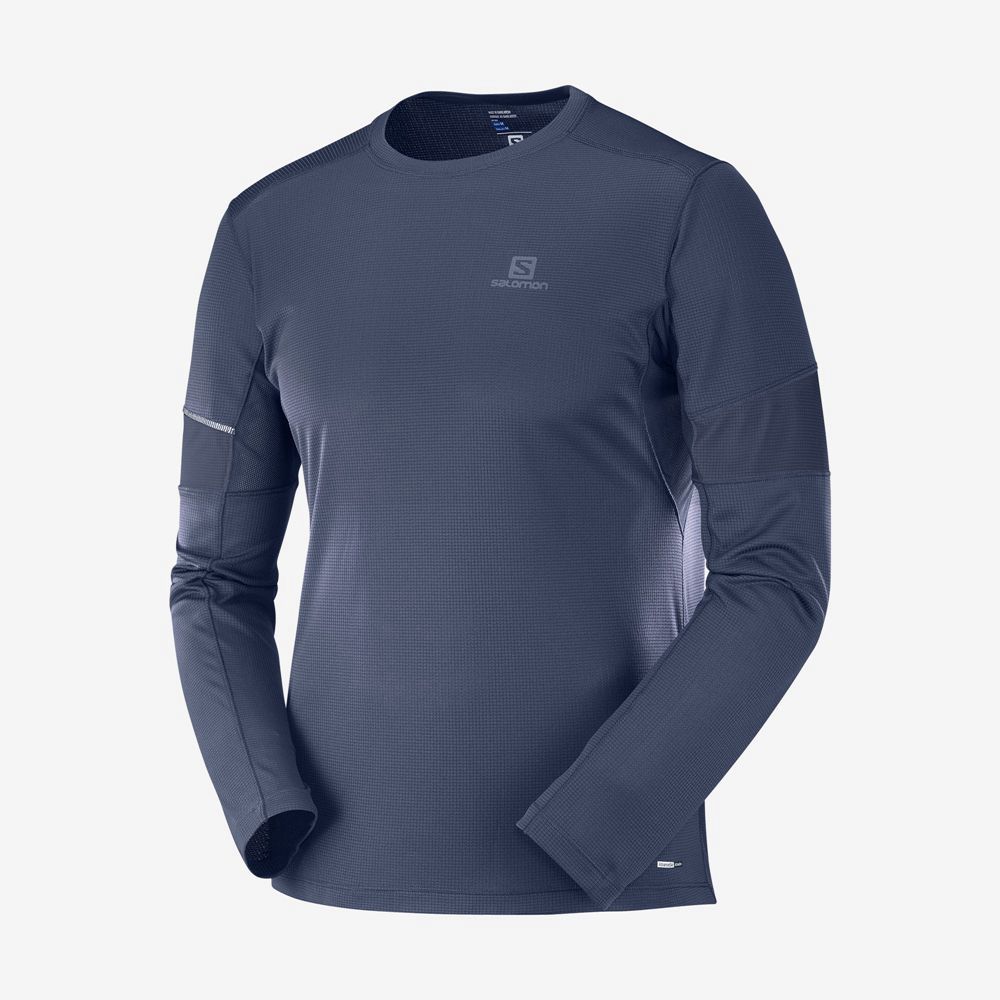 Salomon Israel AGILE LS M - Mens Tops - Navy (PEQT-79351)